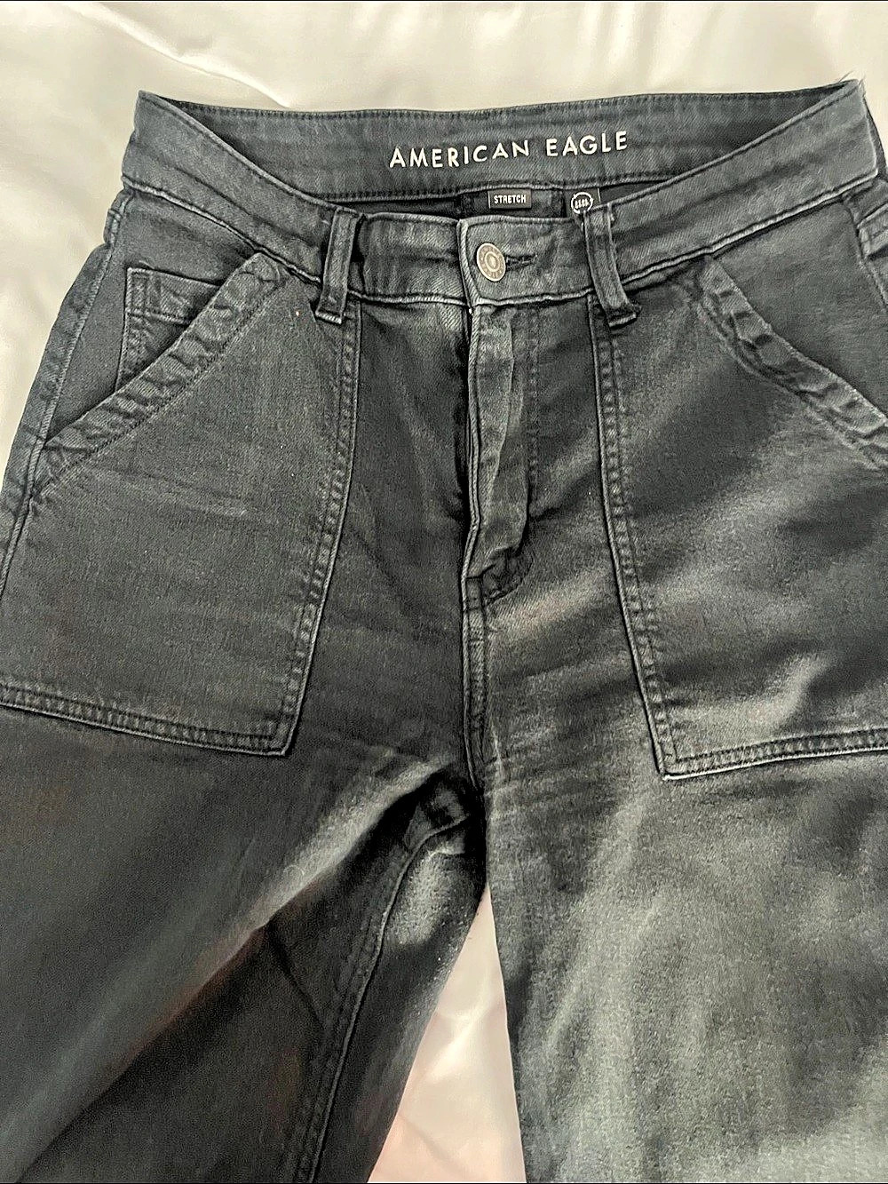 American Eagle Super High-Waisted Baggy Wide-Leg Jean Black Jeans Size 4